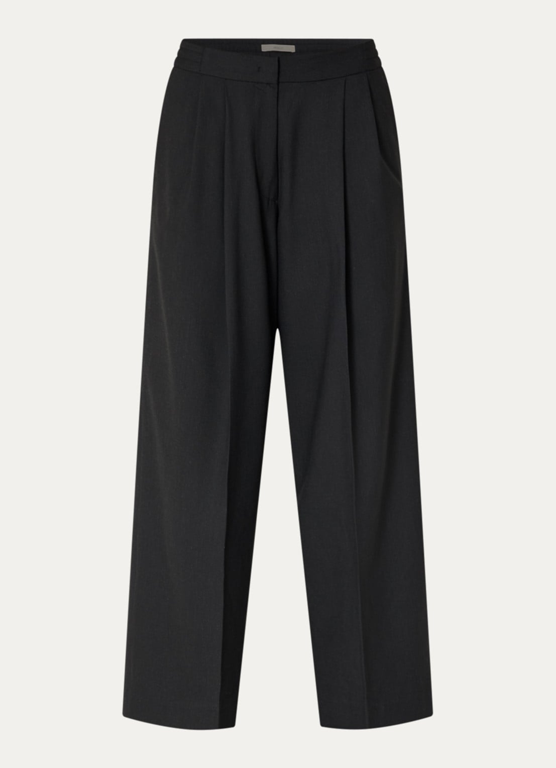 Sessùn Hojiki high waist wide fit broek met steekzakken - voorkant 2 zwart