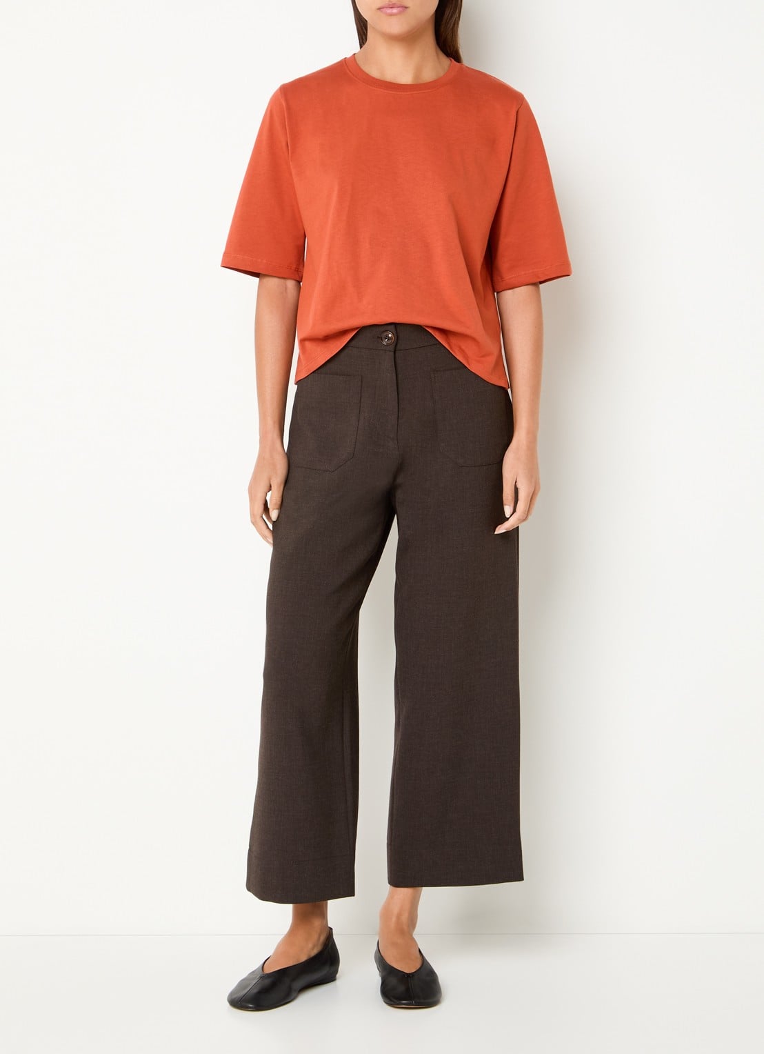 Sessùn Hudkin high waist loose fit pantalon met steekzakken - voorkant 3 donkerbruin