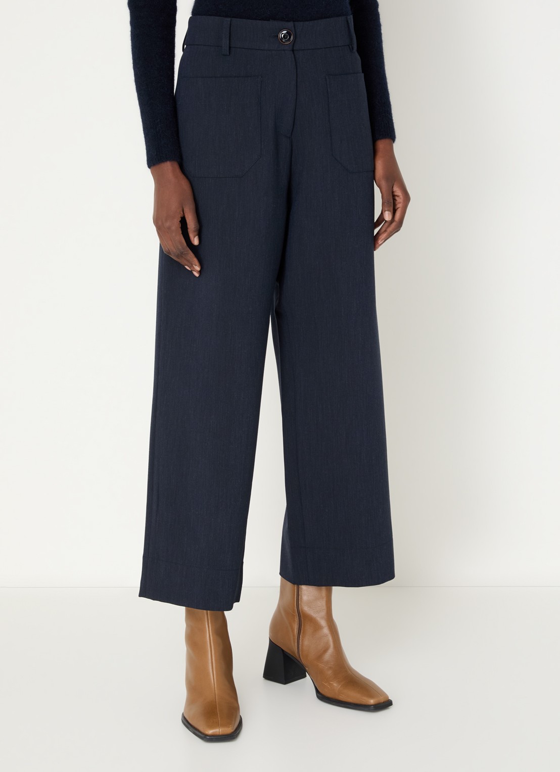Sessùn Hudkin high waist loose fit pantalon met steekzakken - detail indigo