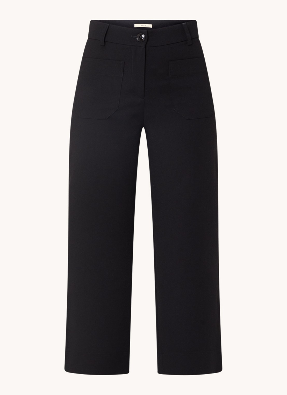 Sessùn Hudkin high waist straight fit cropped pantalon met stretch - voorkant 3 zwart