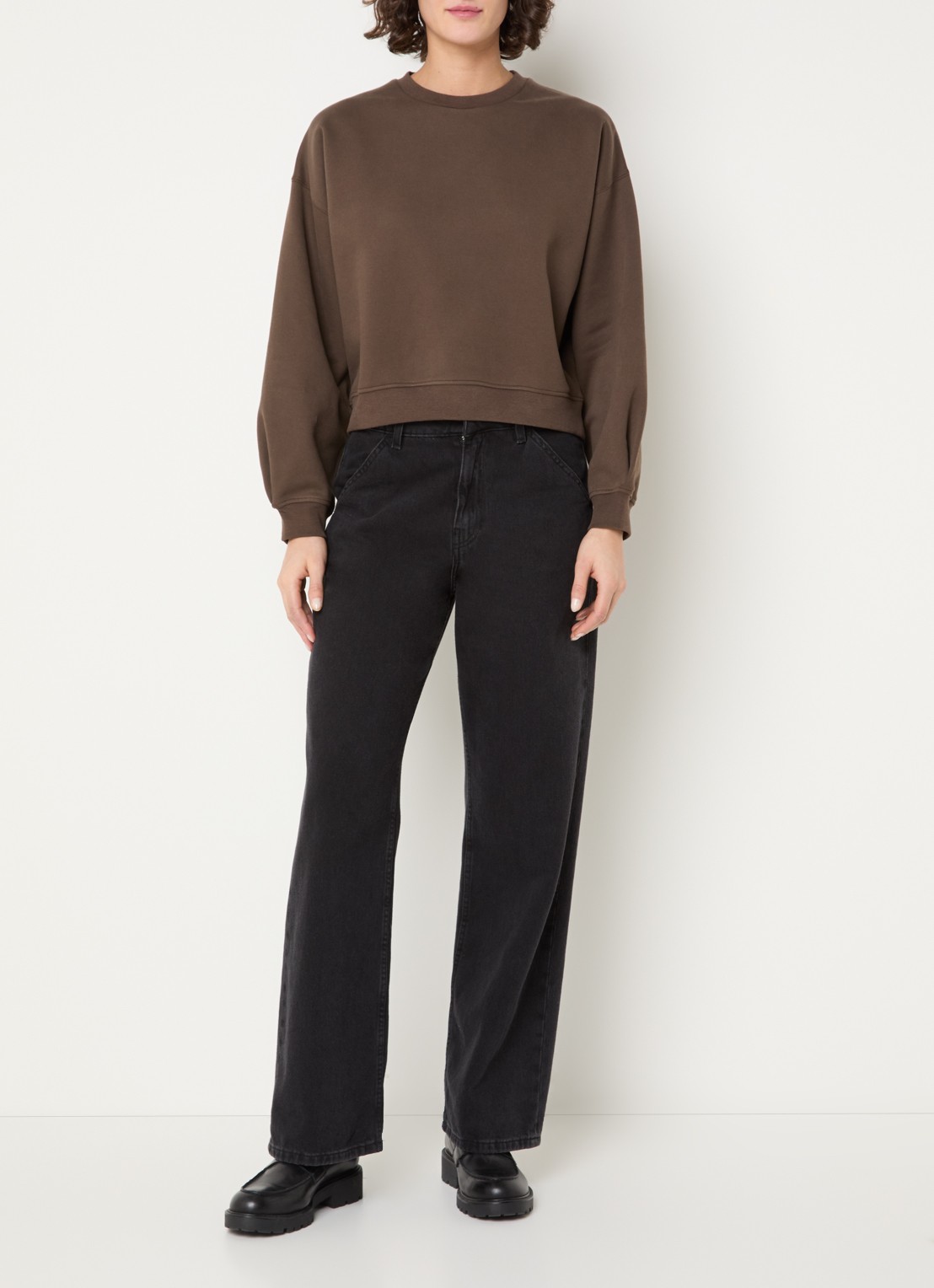 Sessùn Inea sweater met ronde hals - voorkant 3 bruin