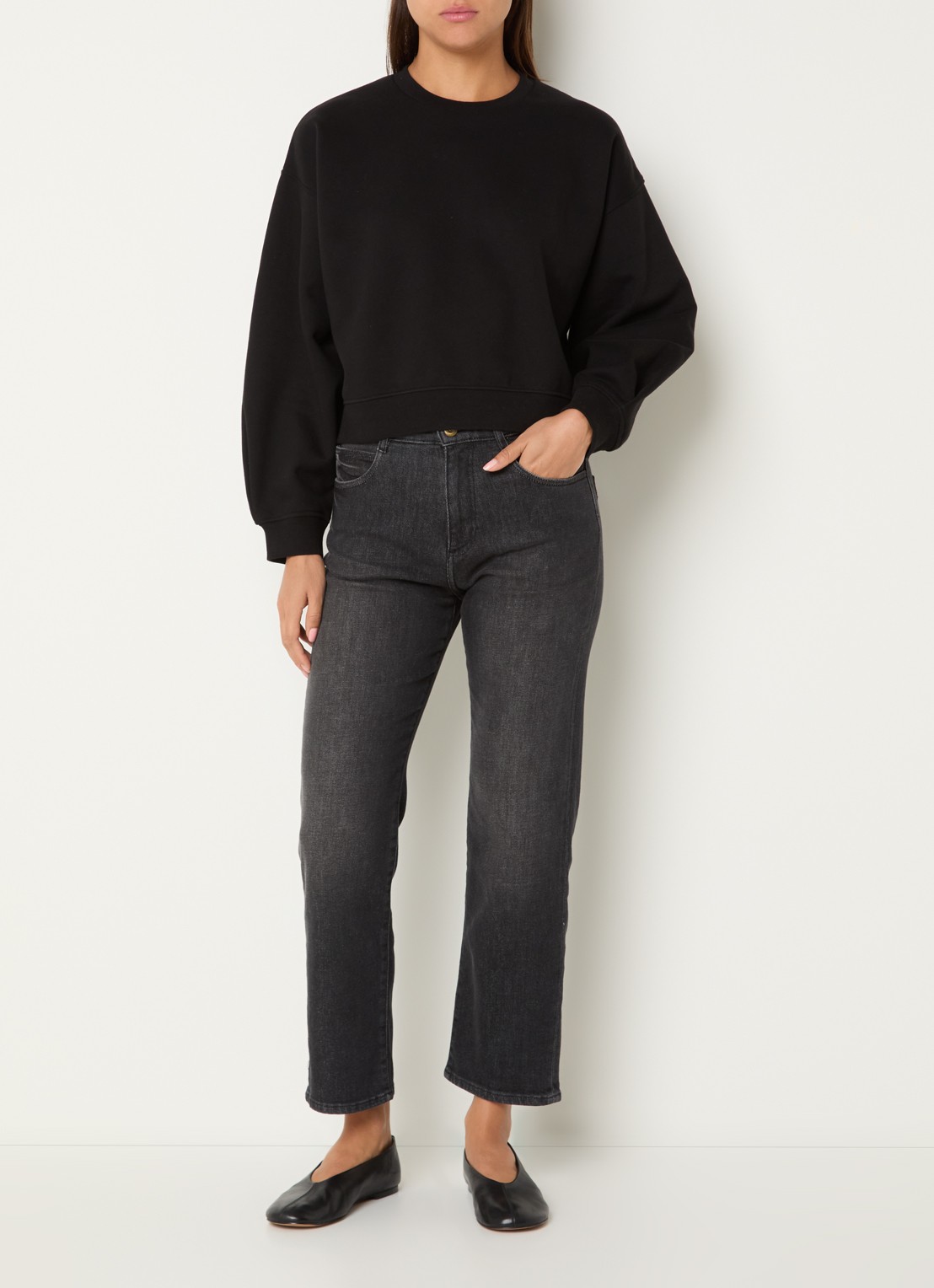 Sessùn Inea sweater met ronde hals - voorkant 4 zwart