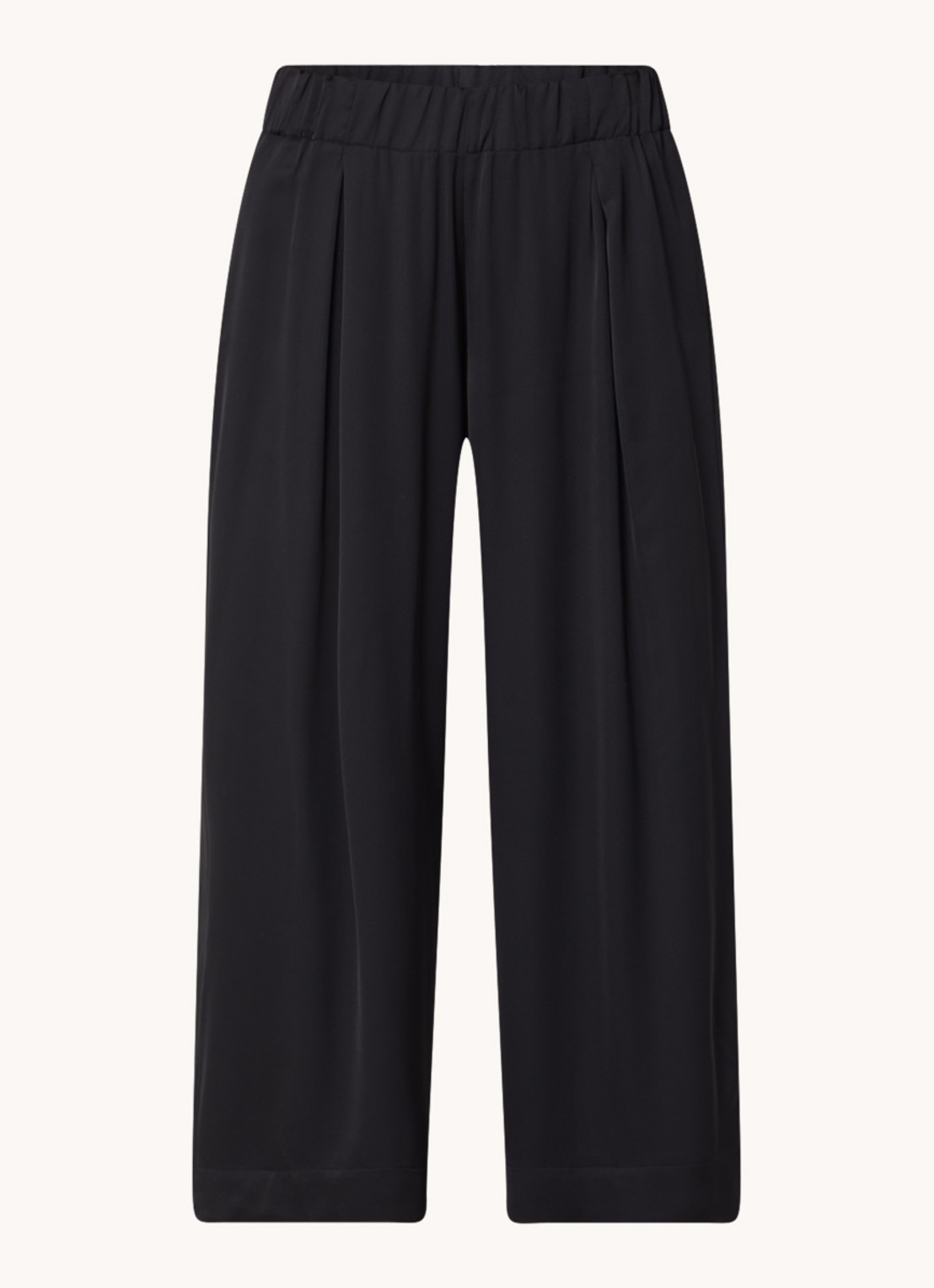 Sessùn Isla mid waist wide fit cropped broek van satijn - voorkant 2 zwart