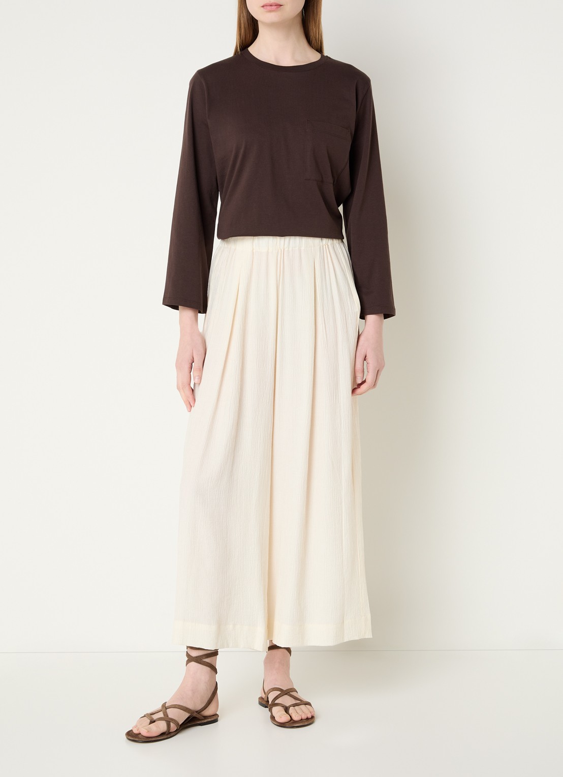 Sessùn Isla Minima culottes van crêpe  - voorkant 3 creme