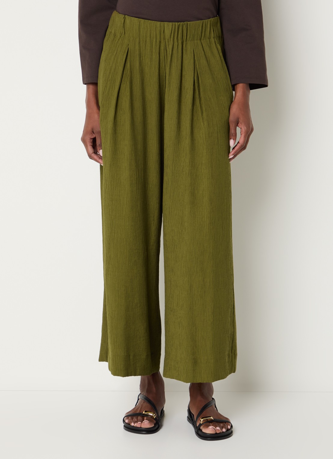 Sessùn Isla Minima culottes van crêpe  - detail 4 mosgroen