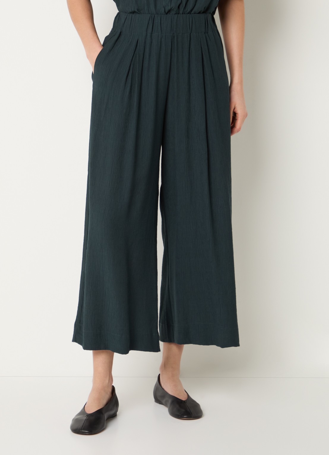 Sessùn Isla Minima culottes van crêpe  - detail petrol
