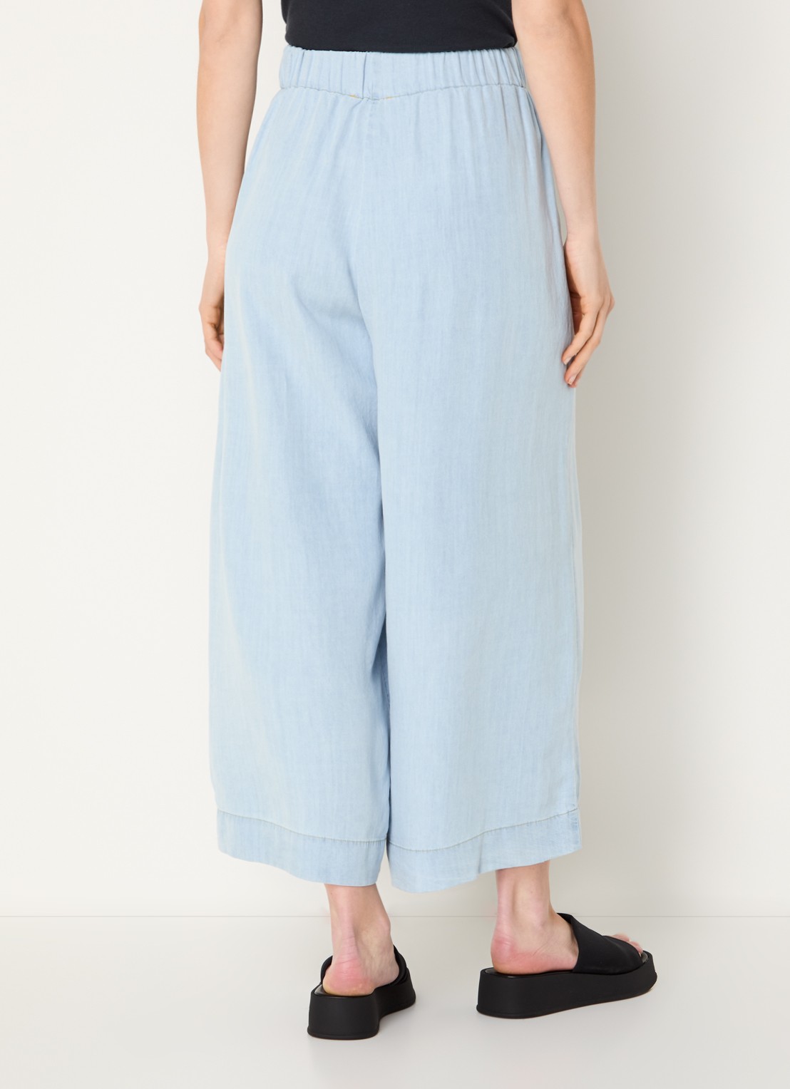 Sessùn Islanim high waist cropped broek van chambray - achterkant 4 lichtblauw
