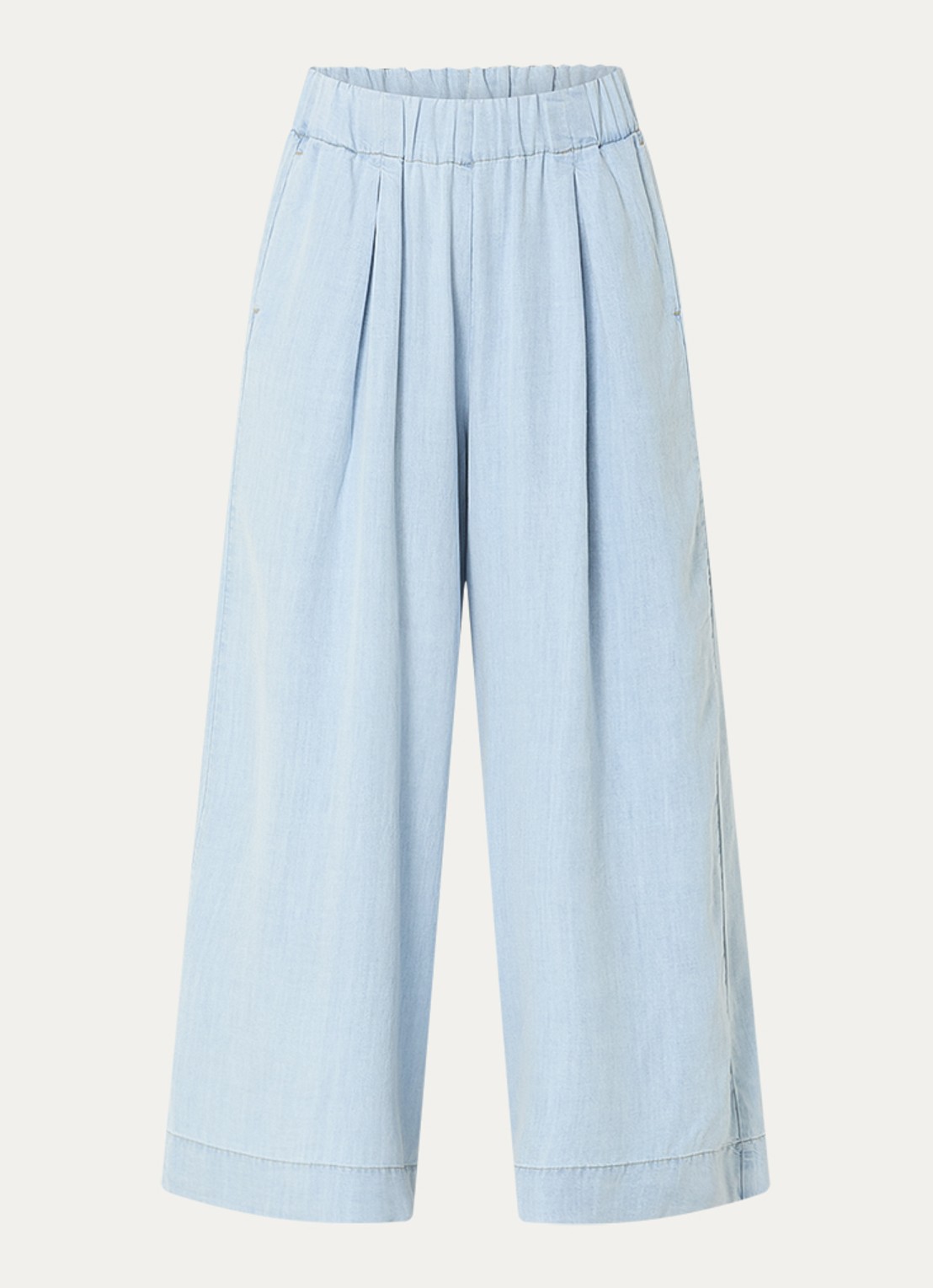Sessùn Islanim high waist cropped broek van chambray - voorkant lichtblauw