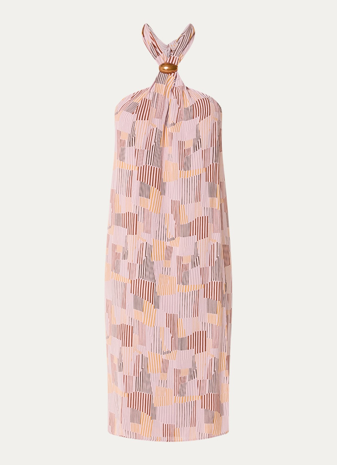 Sessùn Janeira midi jurk met print - voorkant oudroze