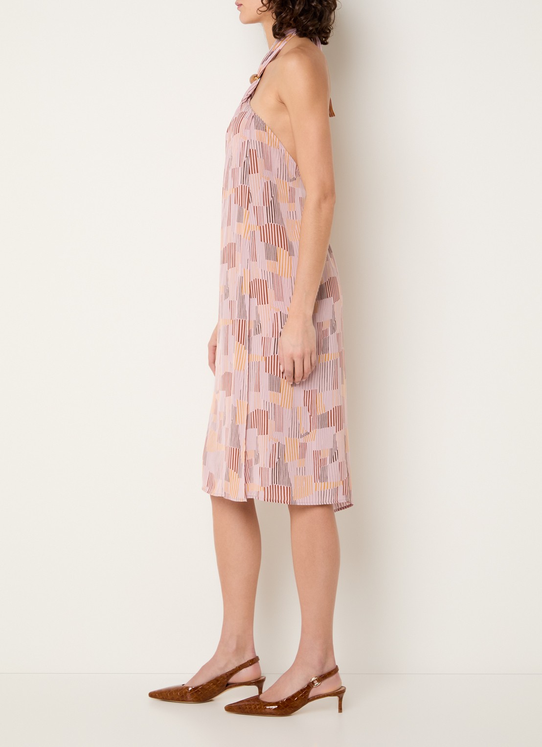 Sessùn Janeira midi jurk met print - voorkant 2 oudroze