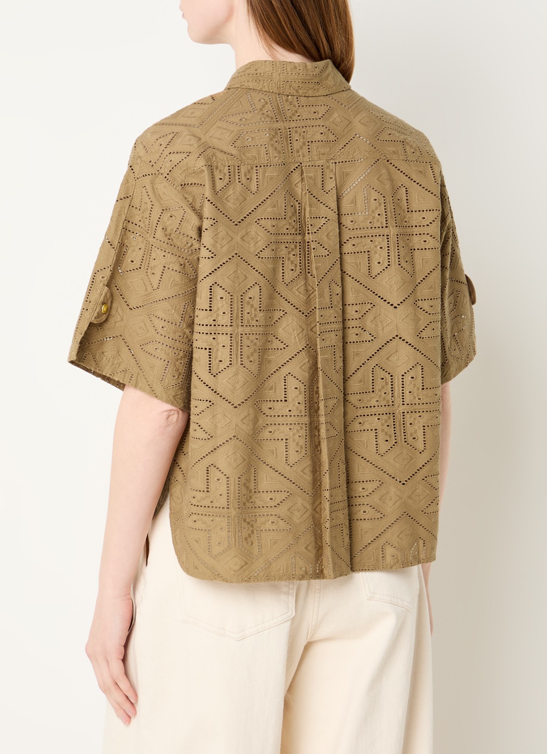 Sessùn Kaia blouse met broderie - achterkant 3 camel