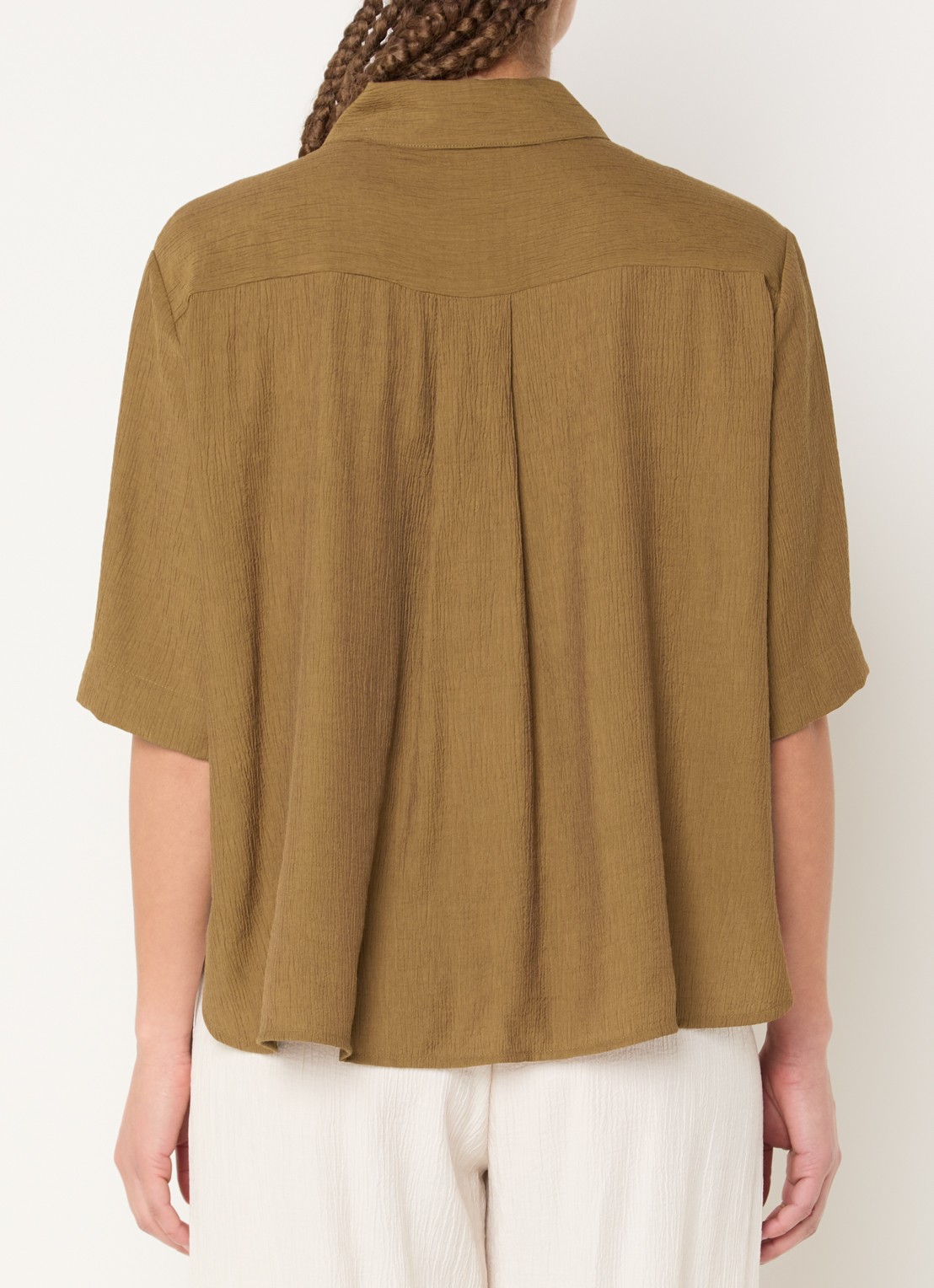 Sessùn Kalya blouse met structuur - achterkant 3 okergeel
