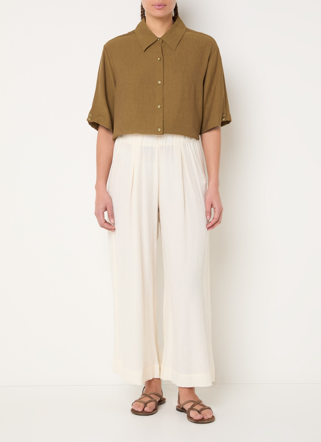 Sessùn Kalya blouse met structuur - voorkant 2 okergeel