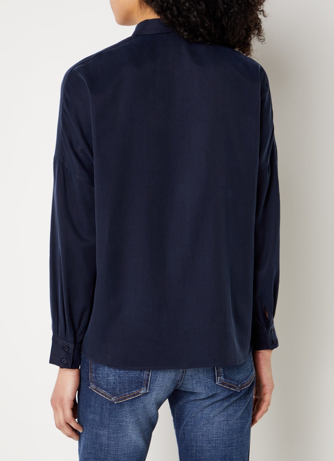 Sessùn Lady D blouse met blinde knoopsluiting - achterkant donkerblauw