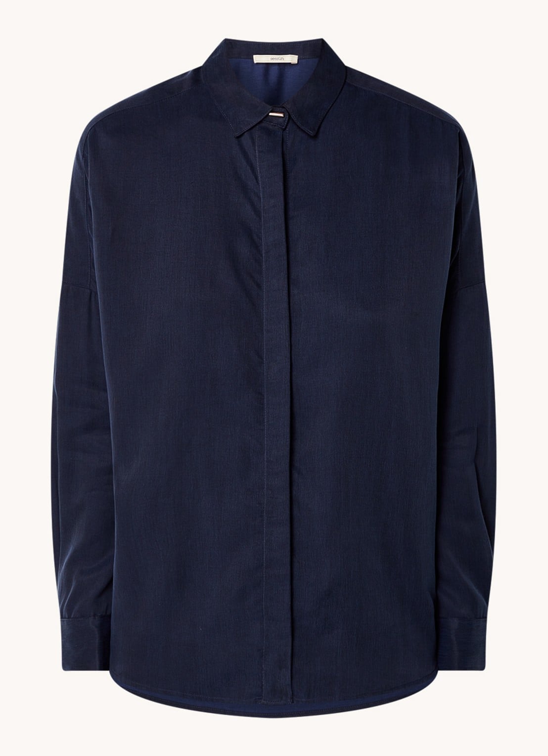 Sessùn Lady D blouse met blinde knoopsluiting - voorkant 2 donkerblauw