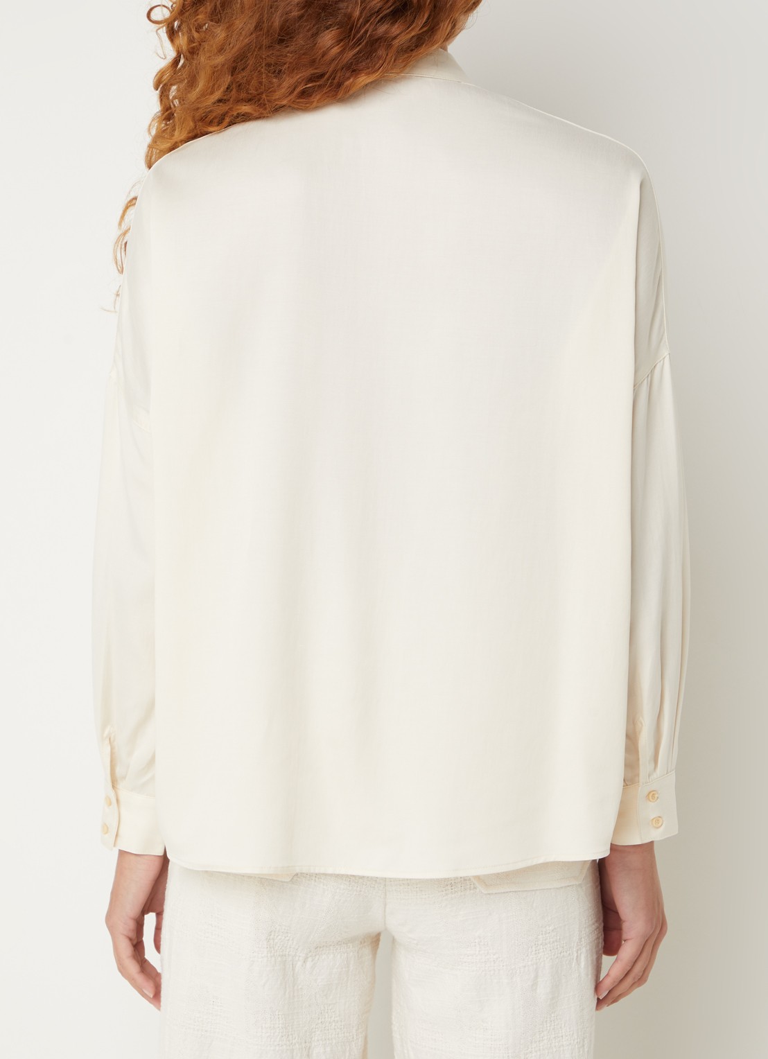 Sessùn Lady D blouse met blinde knoopsluiting - achterkant 2 creme