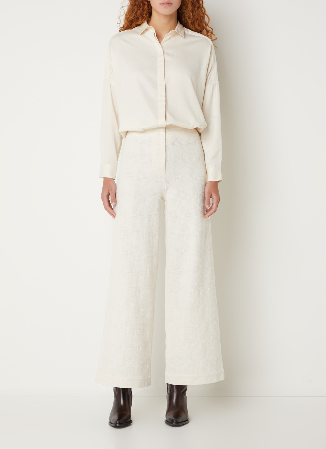 Sessùn Lady D blouse met blinde knoopsluiting - voorkant 4 creme