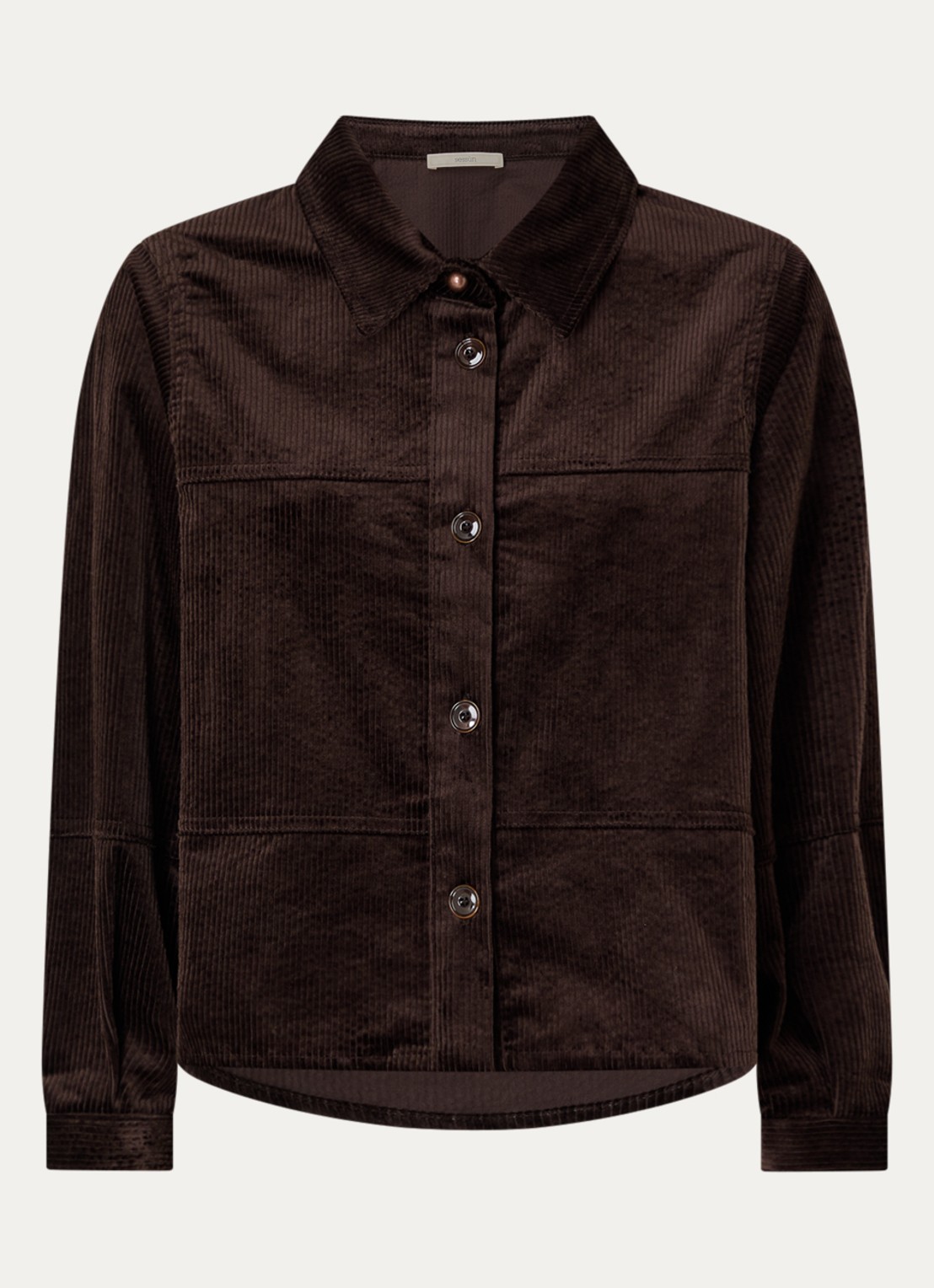 Sessùn Leotown blouse van corduroy - voorkant 3 donkerbruin