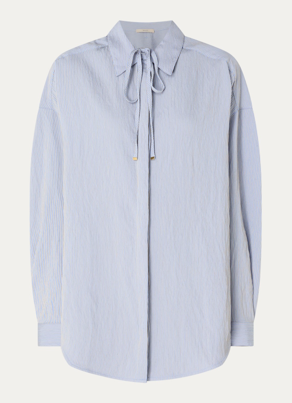 Sessùn Liza blouse met streepprint - voorkant 3 staalblauw