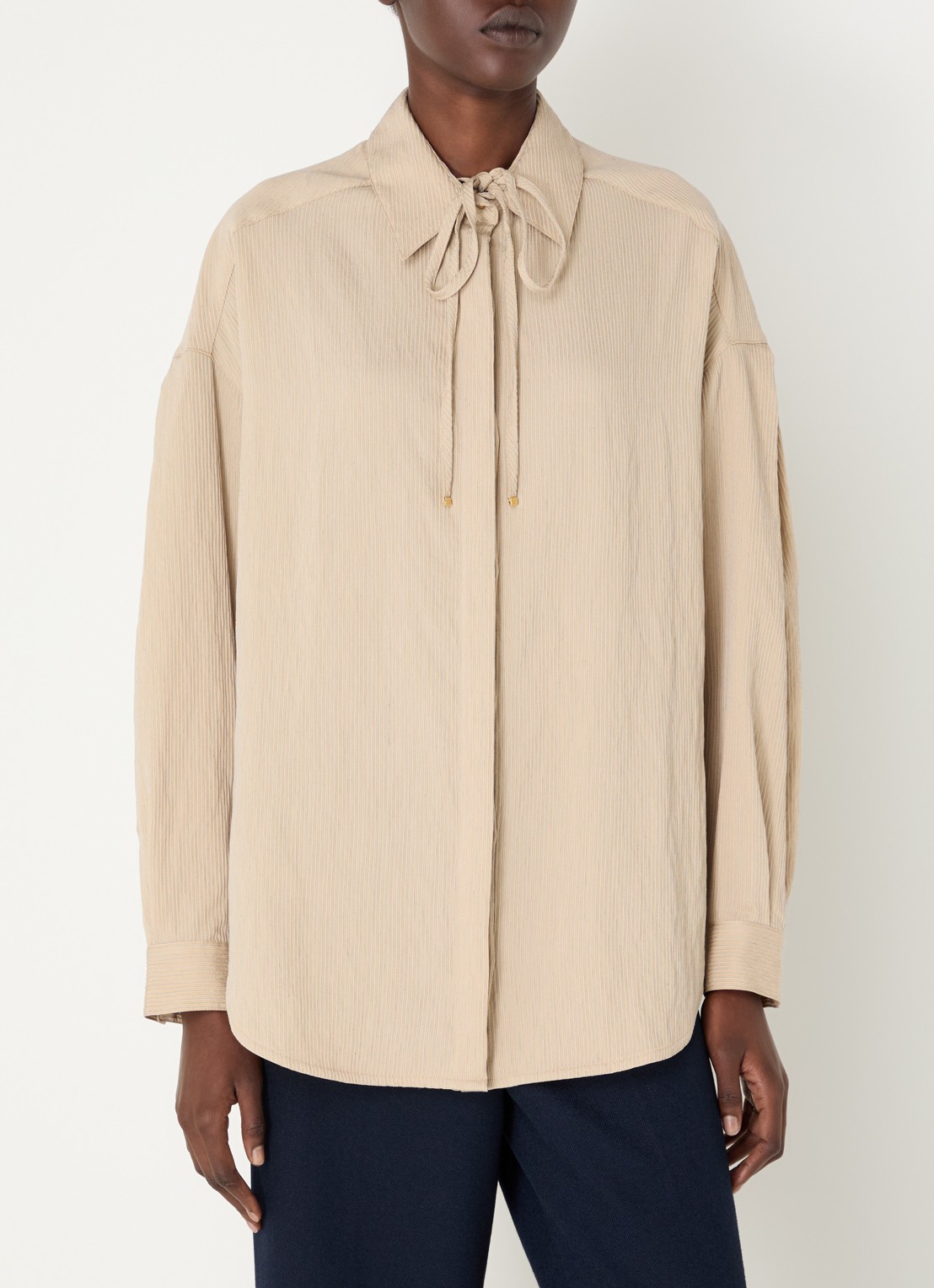 Sessùn Liza blouse met streepprint - detail beige