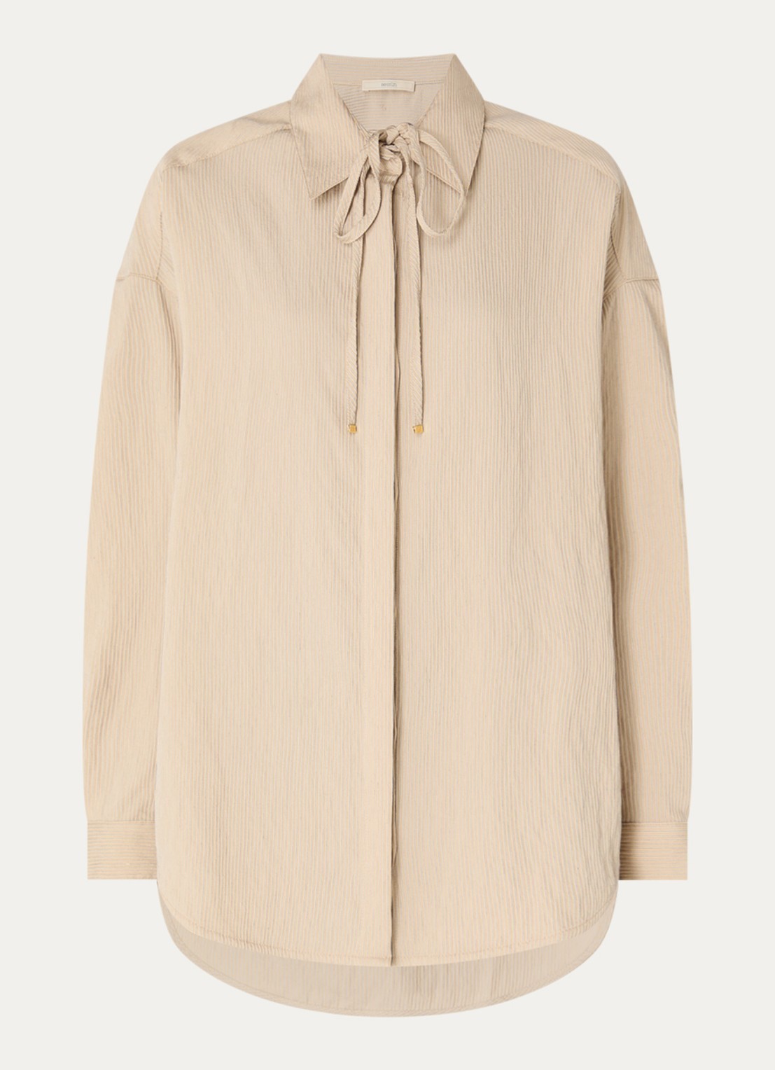 Sessùn Liza blouse met streepprint - voorkant 3 beige