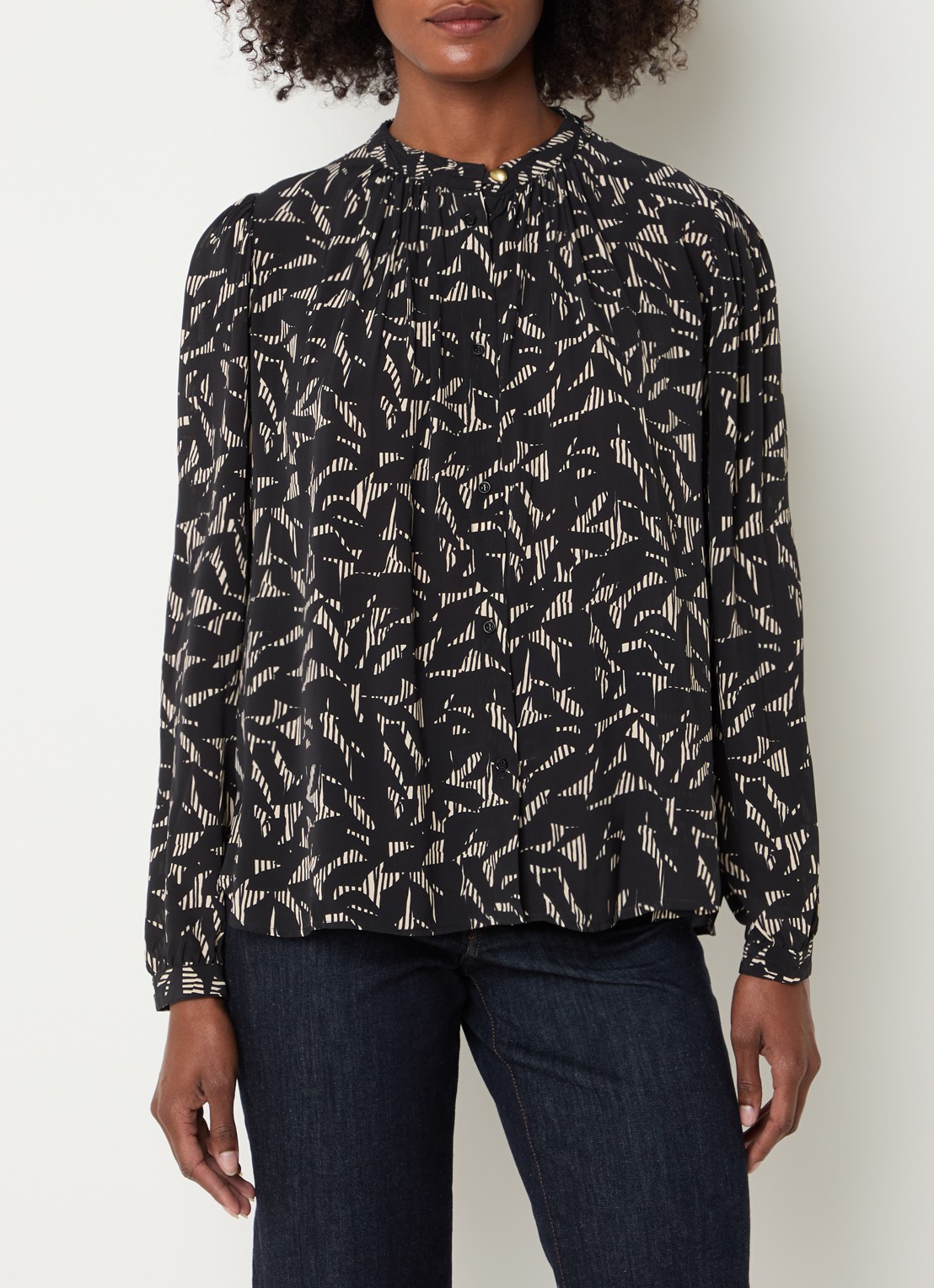Sessùn Lylis blouse met print - detail 4 zwart