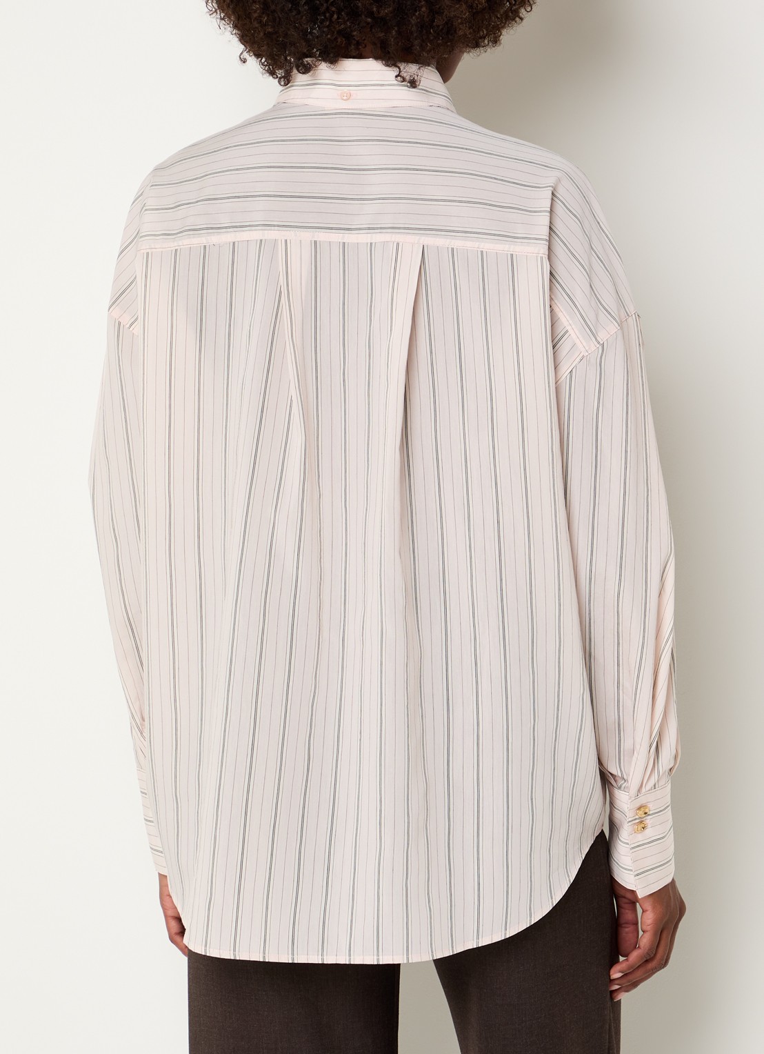 Sessùn Mabel blouse met streepprint - achterkant 3 lichtroze