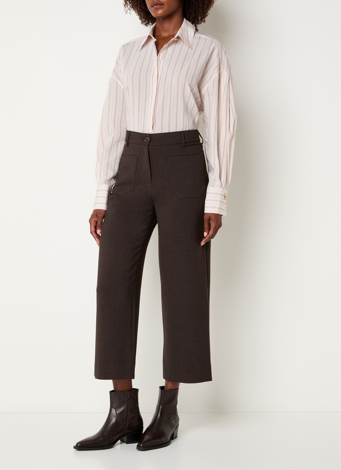 Sessùn Mabel blouse met streepprint - voorkant 2 lichtroze
