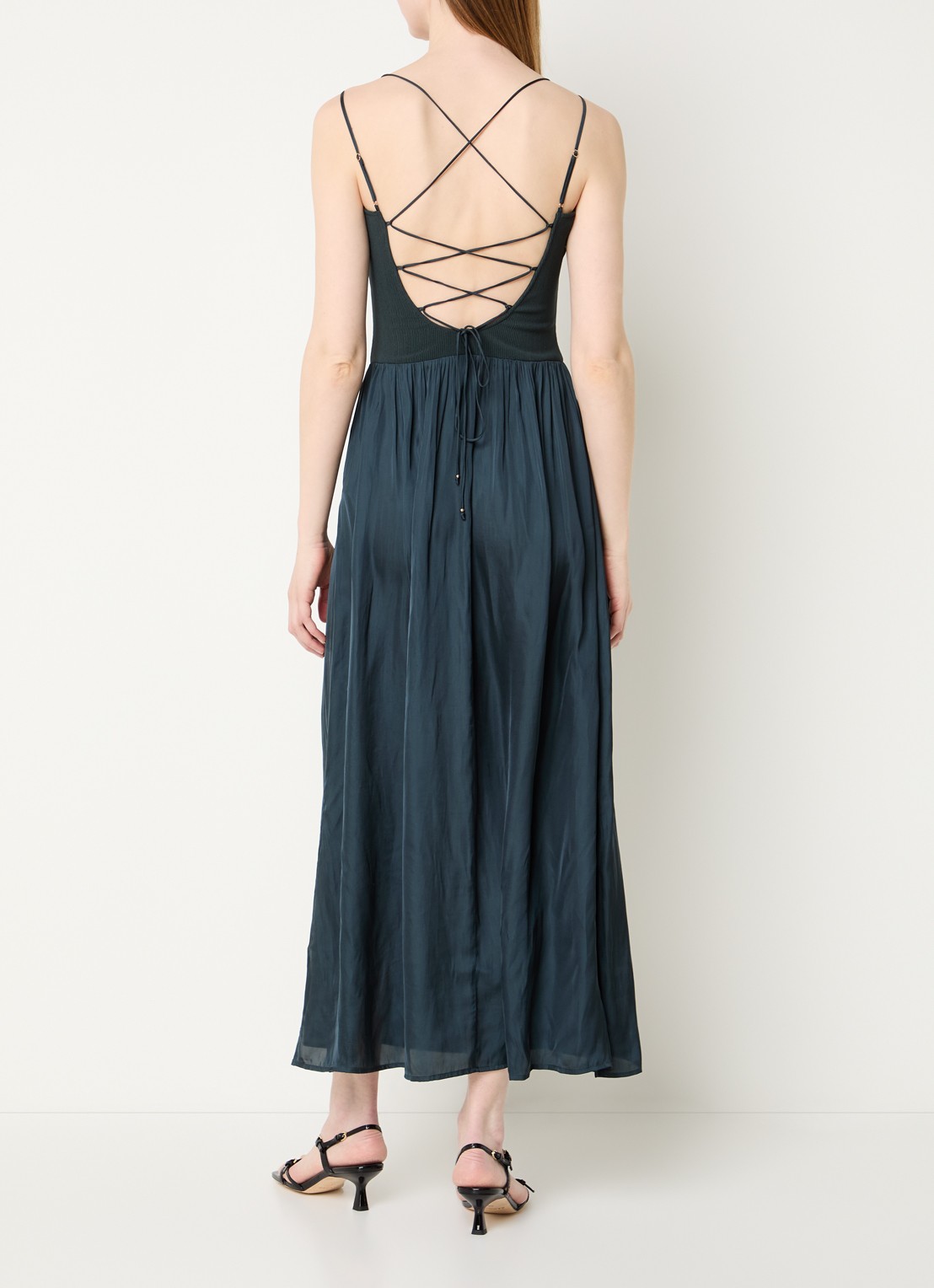 Sessùn Mambo midi jurk met cut-out detail - voorkant 3 petrol