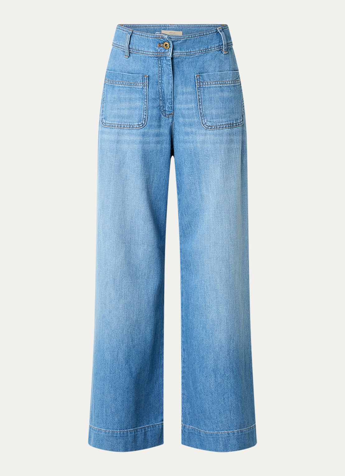 Sessùn Manha high waist loose fit jeans met medium wassing - voorkant indigo