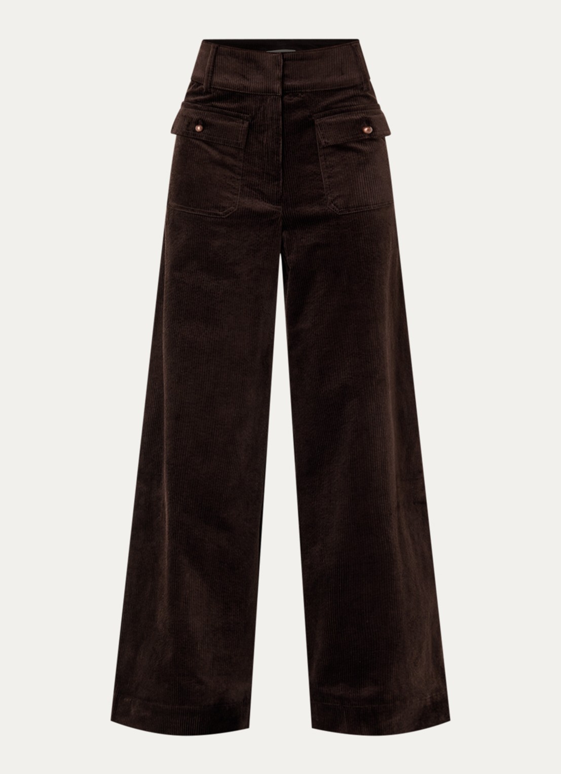 Sessùn Manhastreet high waist wide fit chino van corduroy - voorkant 3 bruin