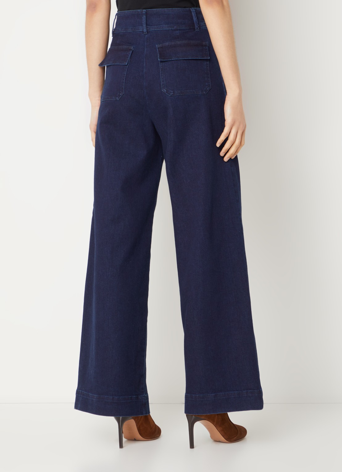 Sessùn Manhattan high waist wide leg jeans met donkere wassing - achterkant 4 donkerblauw