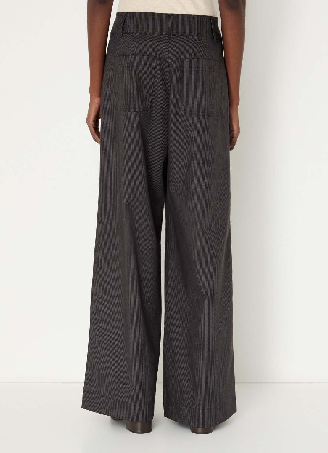 Sessùn Manhatti high waist wide fit broek met steekzakken - achterkant donkerbruin