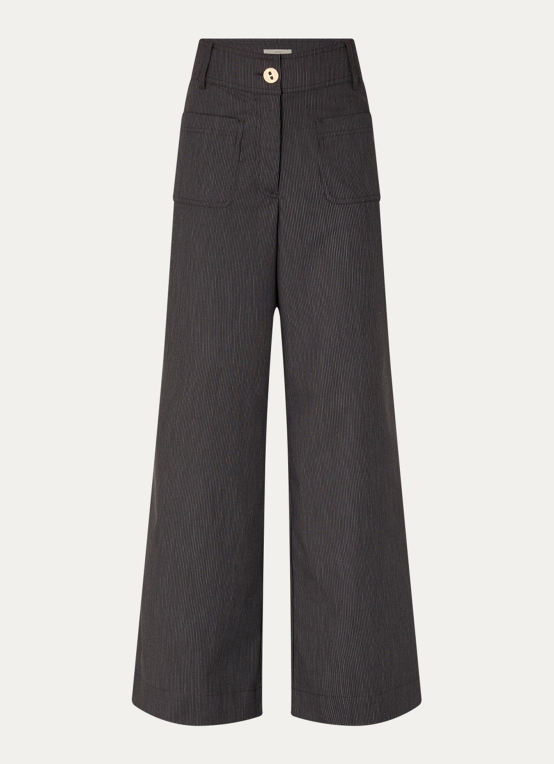Sessùn Manhatti high waist wide fit broek met steekzakken - voorkant 3 donkerbruin