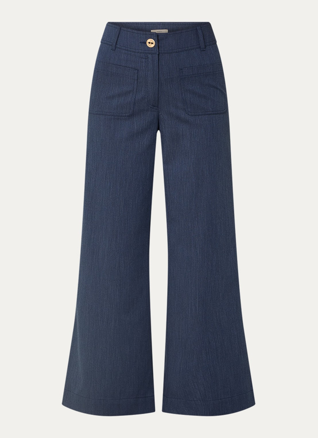 Sessùn Manhatti high waist wide fit pantalon met opgestikte zakken - voorkant 4 donkerblauw