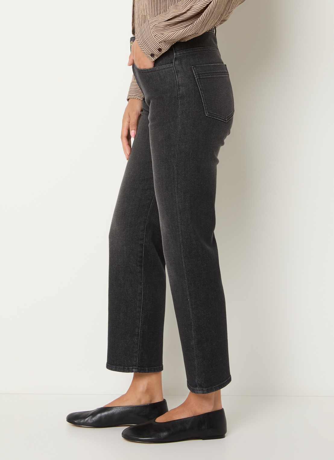 Sessùn Marino high waist straight leg jeans met gekleurde wassing - detail 3 antraciet
