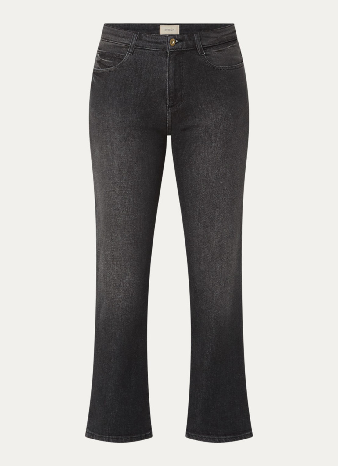 Sessùn Marino high waist straight leg jeans met gekleurde wassing - voorkant 4 antraciet