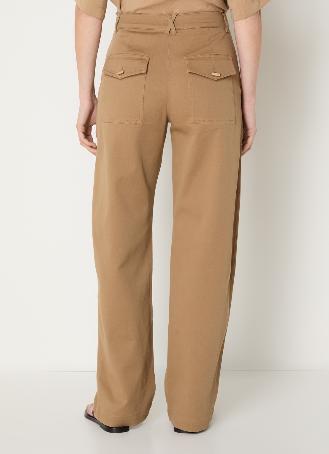 Sessùn Milo high waist loose fit chino met steekzakken - achterkant 4 lichtbruin