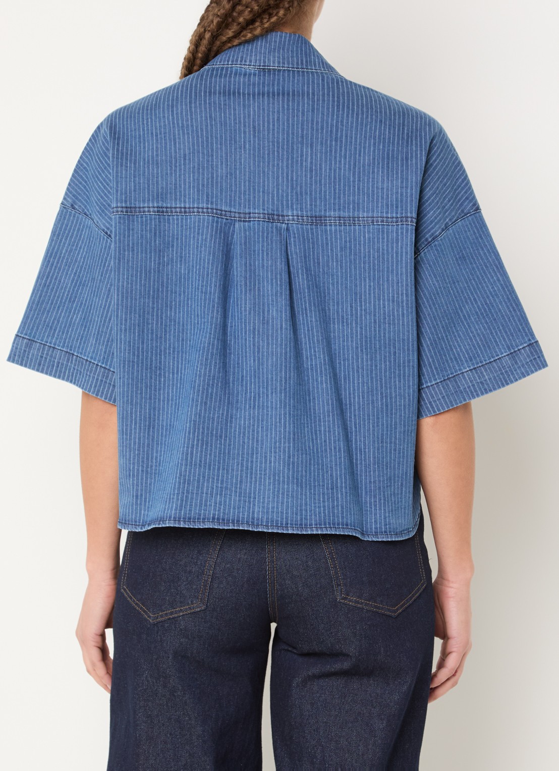 Sessùn Newport tuniek van denim met borstzakken - achterkant 3 blauw