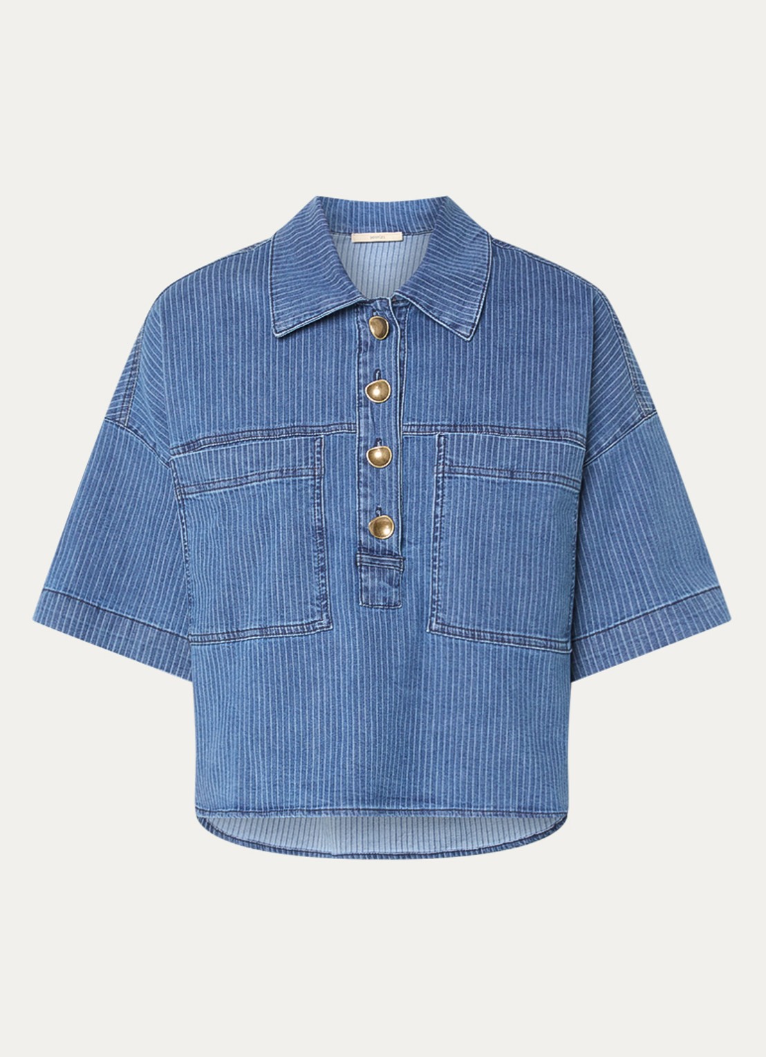 Sessùn Newport tuniek van denim met borstzakken - voorkant blauw