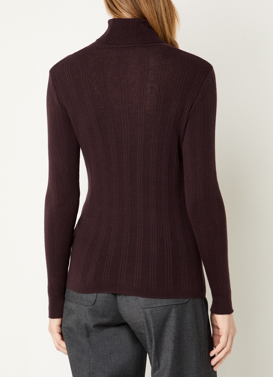Sessùn Norte grofgebreide pullover met col - achterkant 3 donkerbruin