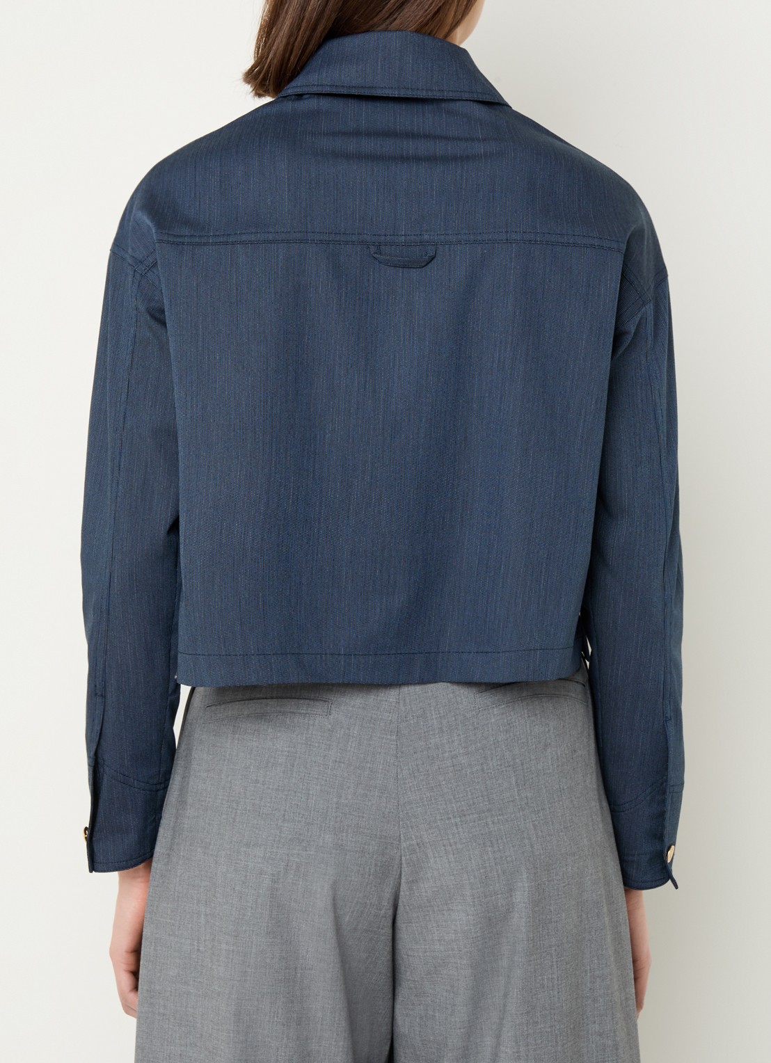 Sessùn Notteri overshirt met opgestikte zakken - achterkant 2 donkerblauw