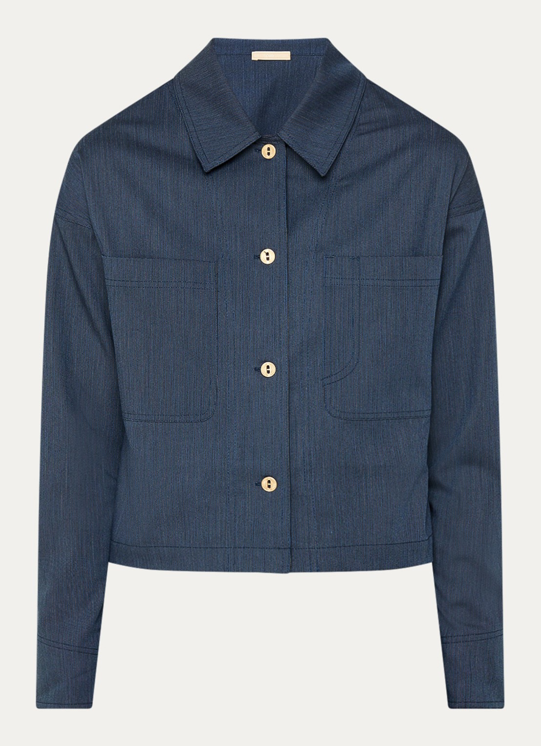 Sessùn Notteri overshirt met opgestikte zakken - voorkant 3 donkerblauw