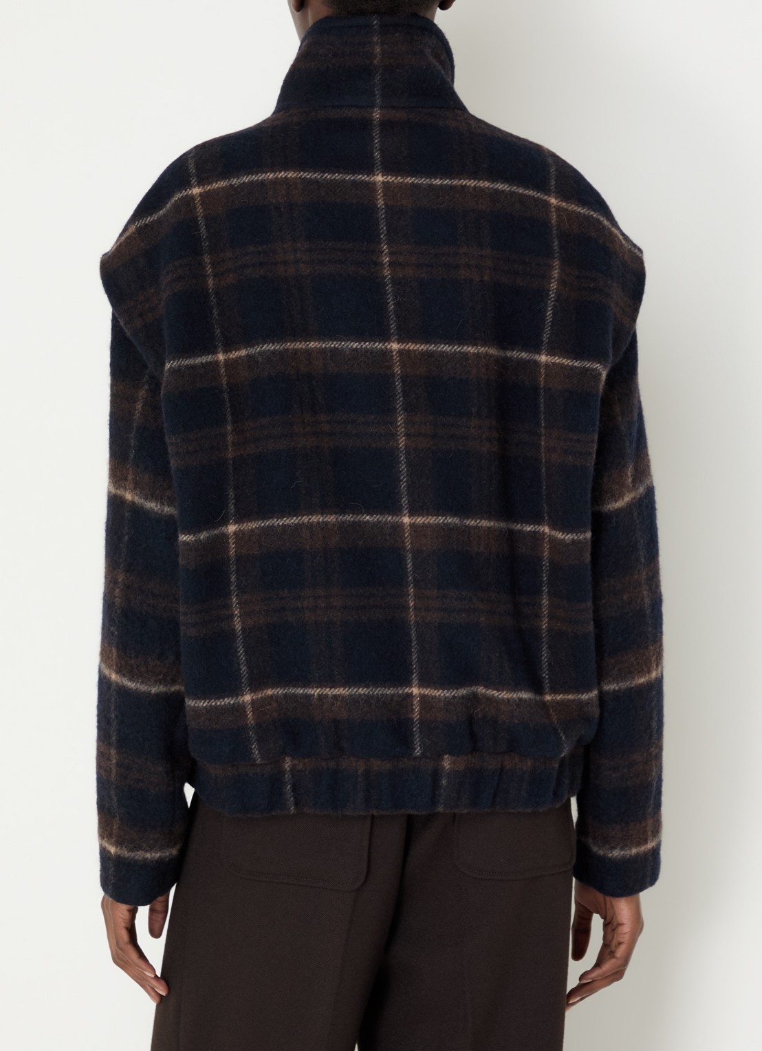 Sessùn Paolina jack in wolblend met ruitdessin - achterkant donkerblauw