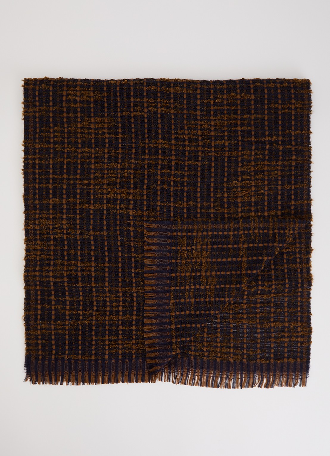 Sessùn Piolette sjaal in wolblend 180 x 50 cm - voorkant bruin