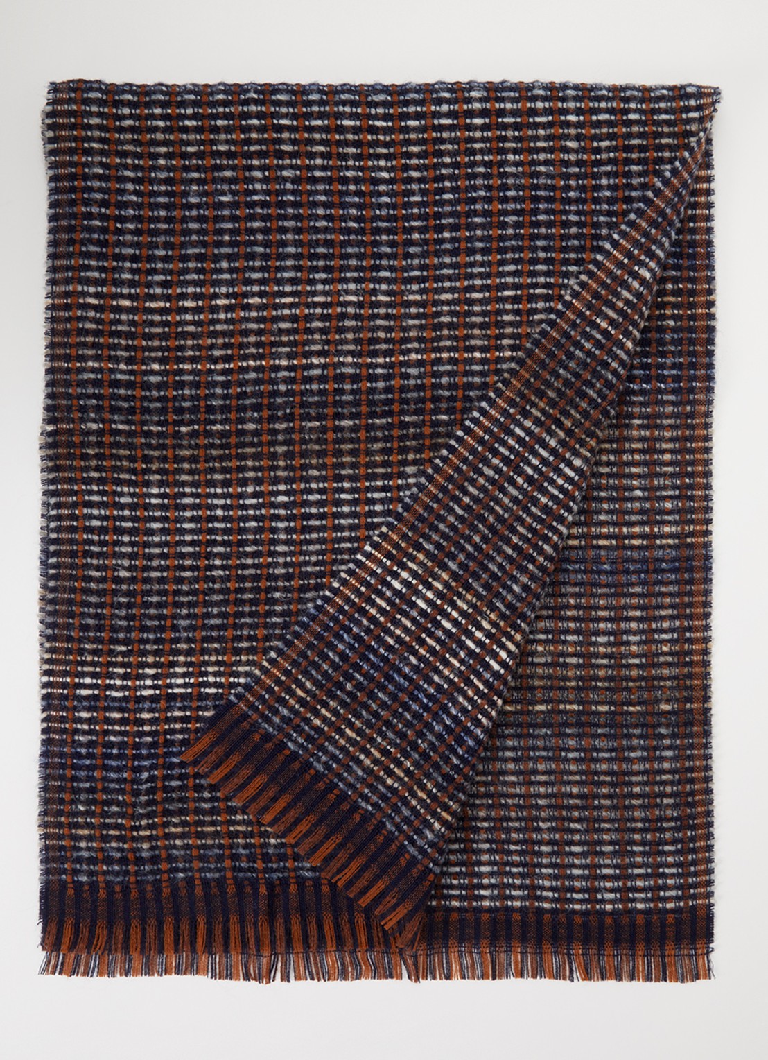 Sessùn Piolette sjaal in wolblend 180 x 50 cm  - voorkant 3 blauw