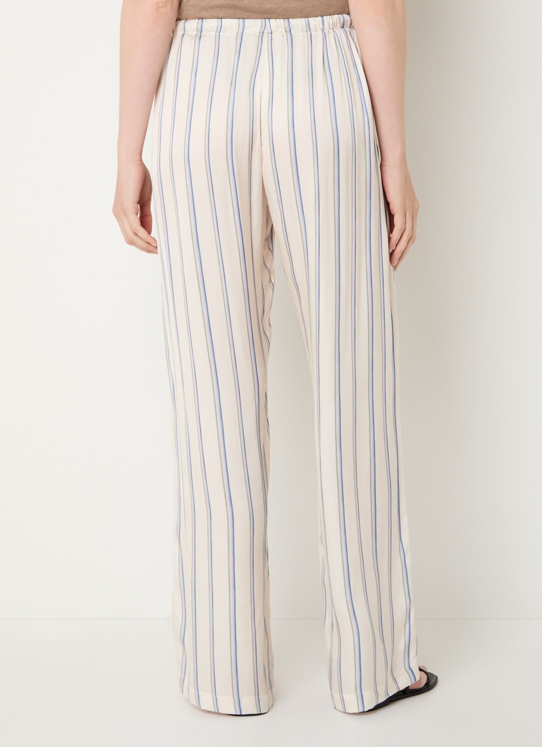 Sessùn Piuma high waist straight fit broek met steekszakken - achterkant 3 gebroken wit