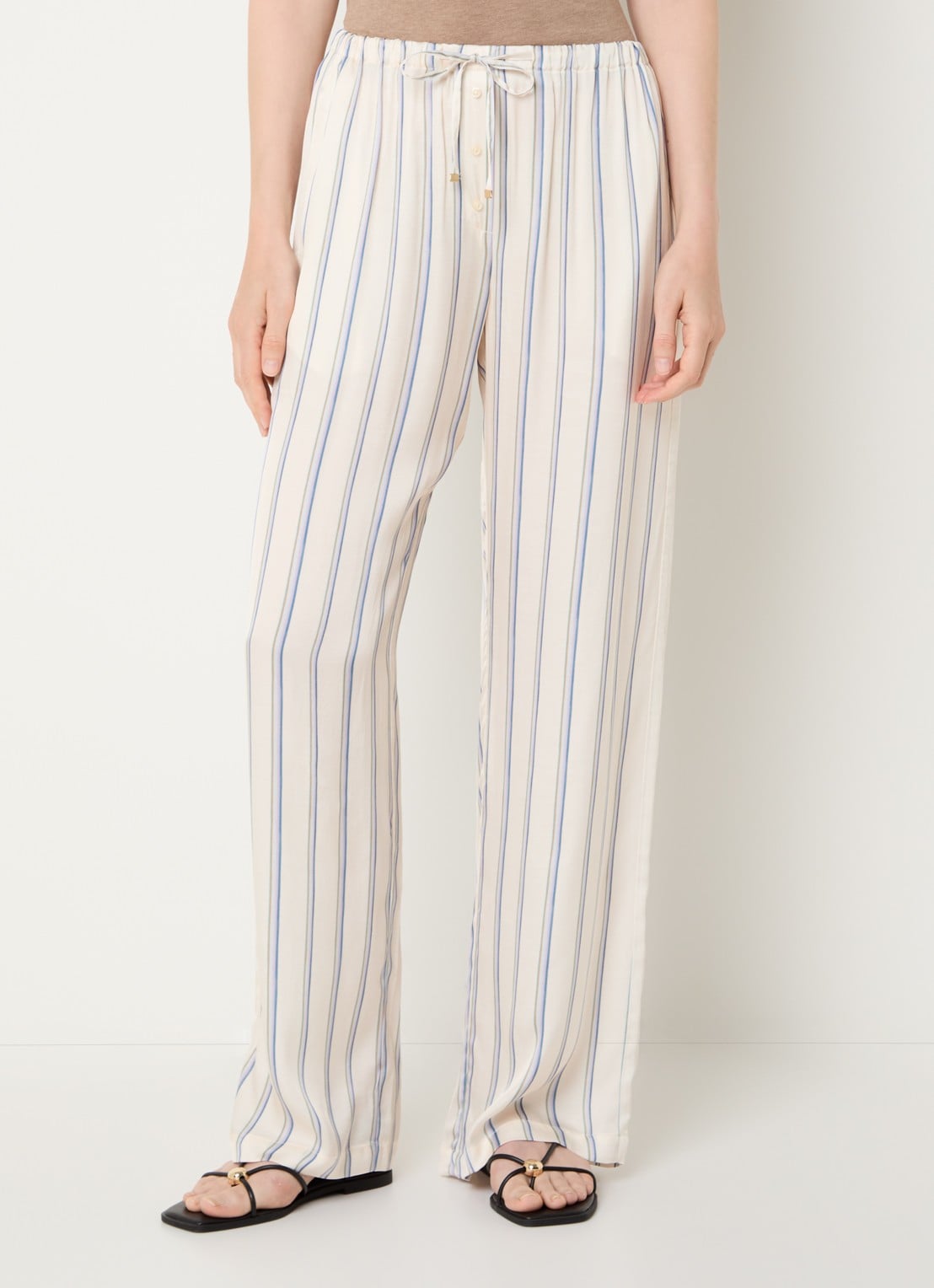 Sessùn Piuma high waist straight fit broek met steekszakken - detail 4 gebroken wit
