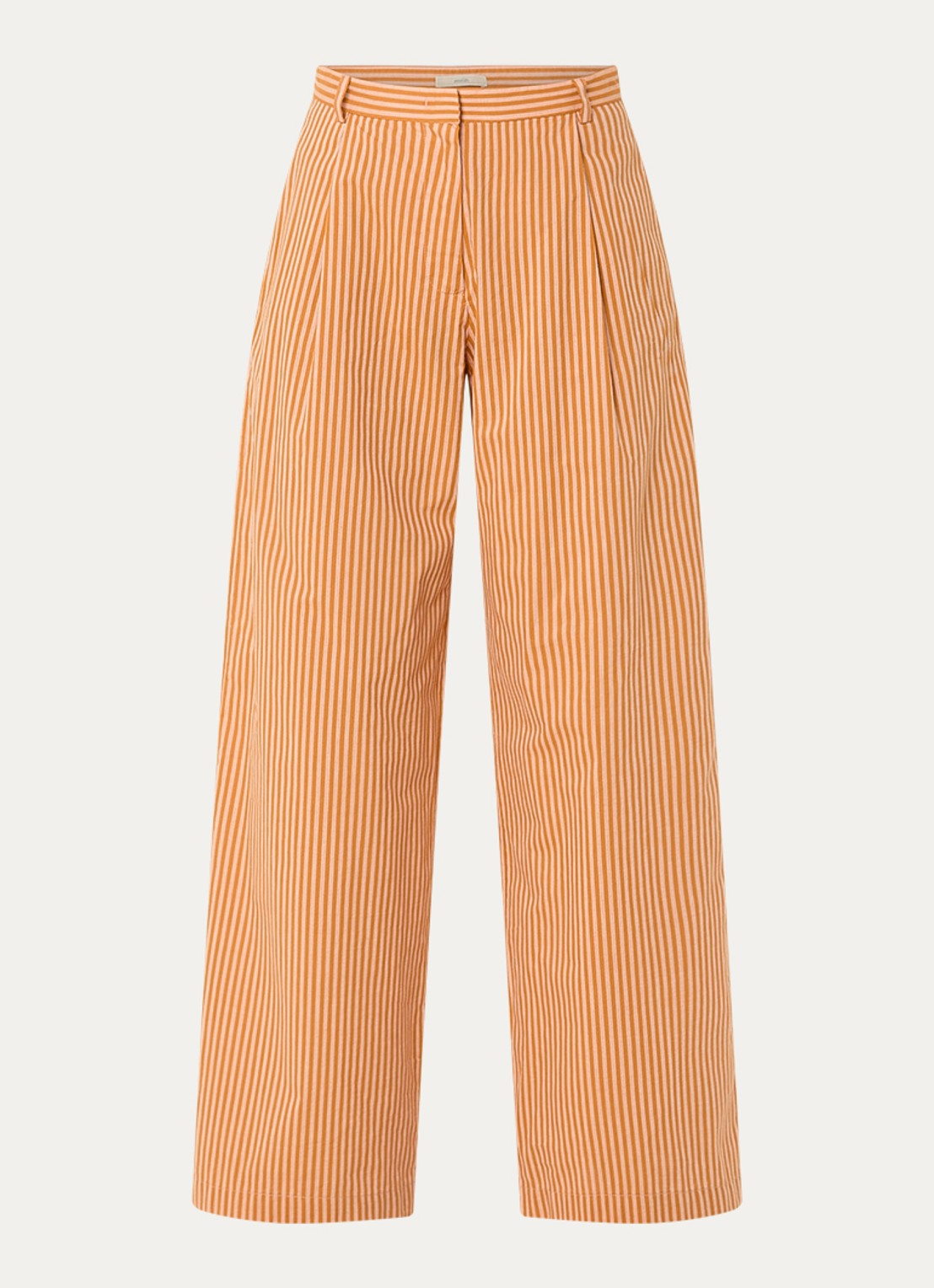 Sessùn Provencia high waist wide fit broek met streepprint - voorkant 2 oranje