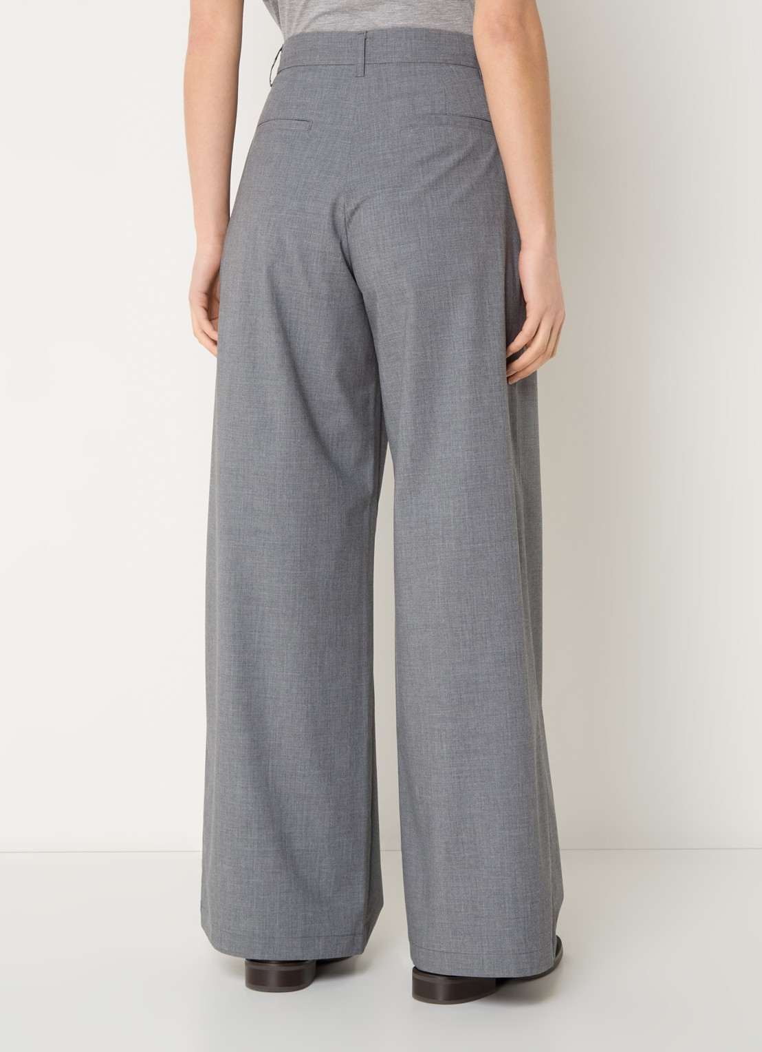 Sessùn Provenco high waist wide fit pantalon met steekzakken - achterkant 2 grijsmele